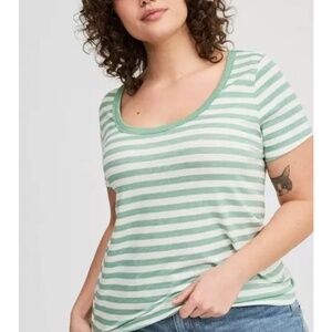 Torrid - Vintage Slub Green Stripe Scoop Neck Tee - 3X